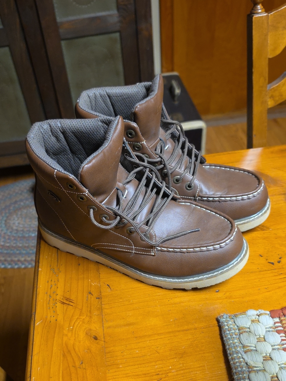 Lugz Men's Brown Lace-Up Moc Toe Work Boots